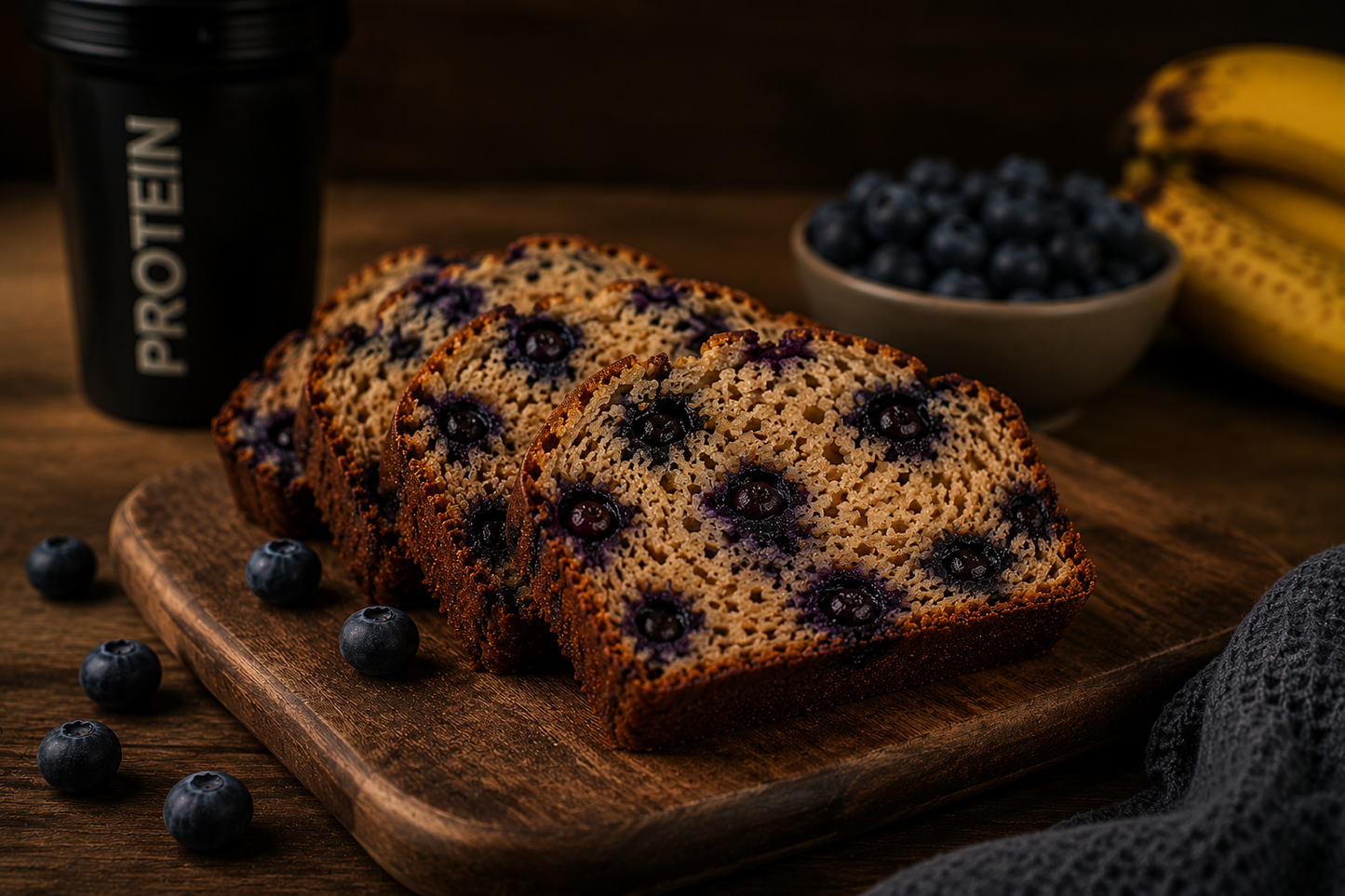 Blueberry Protein Banana Bread Slice